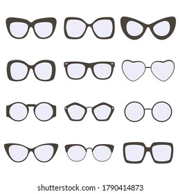 Vector de iconos de conjunto oscuro de gafas de sol.