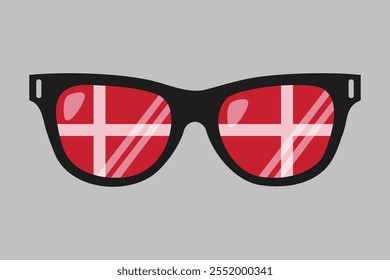 Sunglasses with Denmark flag, Denmark flag vector graphic, Denmark country flag is a symbol of freedom, National Denmark flag, vector illustration
