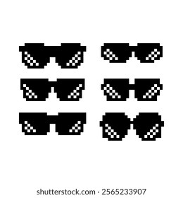 sunglasses design with pixel art style that is more neat and tidy with six styles