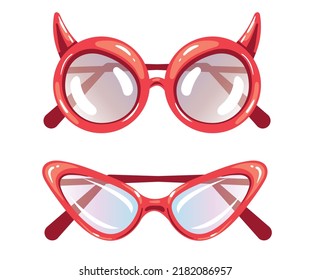 Sunglasses different shape accessories modern collections concept isolated set. Vector cartoon design element illustration