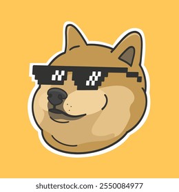 Óculos de sol Doge Meme Adesivo T-shirt Vetor Ilustração bonito