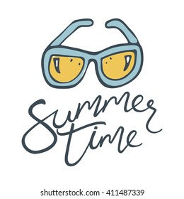 Sunglasses doodle. Summer background. Logo design for banner, poster, flyer, cover, brochure. 