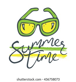 Sunglasses doodle. Summer background. Logo design for banner, poster, cover, brochure.