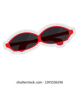 Sunglasses dotted sticker image. Vector illustration design