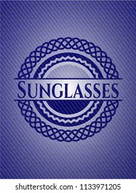 Sunglasses emblem with jean background