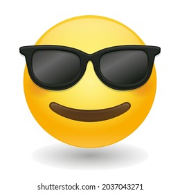 Sunglasses Emoji Icon Illustration Sign. Summer Vector Symbol Emoticon Design Vector Clip Art.