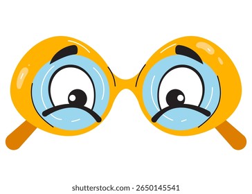 Sunglasses with eye character isolated concept. Vector graphic design element illustration