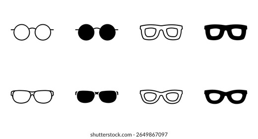 sunglasses, eyeglasses, glasses icon set