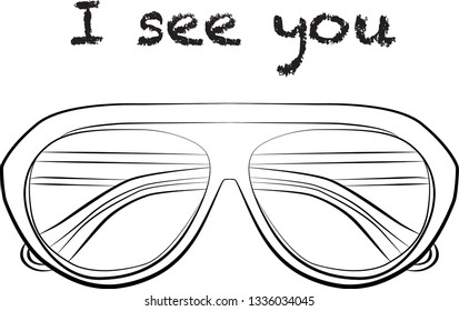 Sunglasses Fashion illustration vector object isolated. Stylish fashionable clothes from popular designers. Best world brands trends. doodle hand drawn
