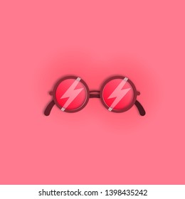 Sunglasses. Fashionable glasses. Points round shape. Vector