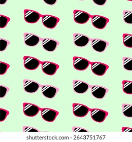 sunglasses fashon patron, beach elements, vector illustration, summer time glasses, blue red, yellow, pink