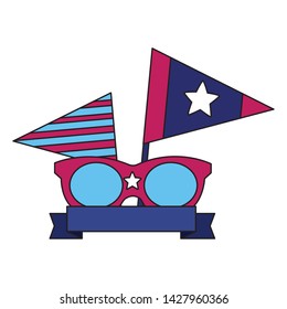 sunglasses flags american happy independence day vector illustration
