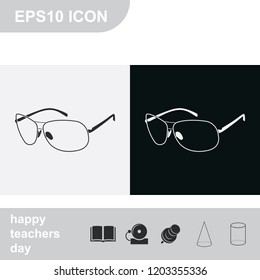 Sunglasses flat black and white vector icon.