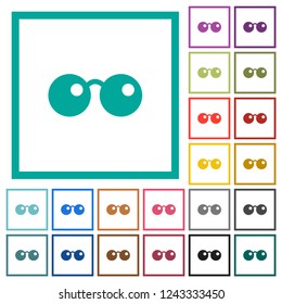 Sunglasses flat color icons with quadrant frames on white background