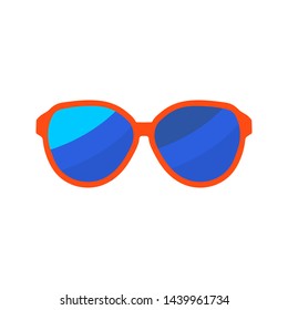 Sunglasses. Flat color summer Holiday icon on white background. Sports and recreation. Beach accessories. Vector illustration.