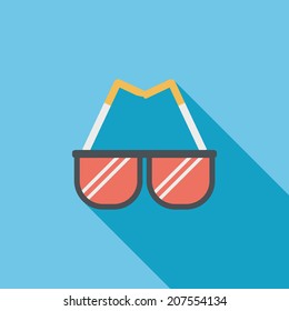 Sunglasses flat icon with long shadow