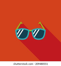 Sunglasses flat icon with long shadow