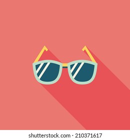 Sunglasses flat icon with long shadow