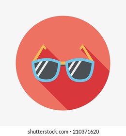 Sunglasses flat icon with long shadow