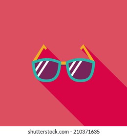 Sunglasses flat icon with long shadow