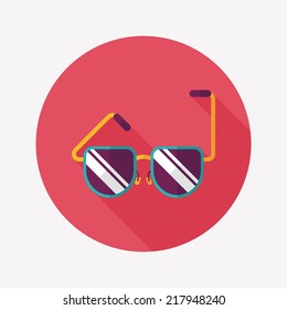 Sunglasses flat icon with long shadow
