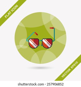 Sunglasses flat icon with long shadow