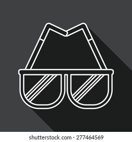 Sunglasses flat icon with long shadow, line icon