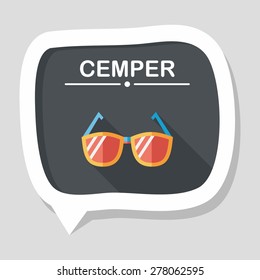 Sunglasses flat icon with long shadow