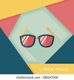Sunglasses flat icon with long shadow