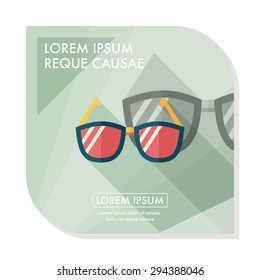Sunglasses flat icon with long shadow