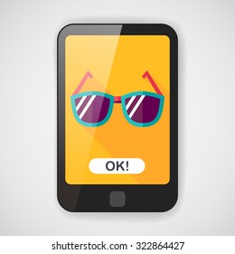 Sunglasses flat icon with long shadow