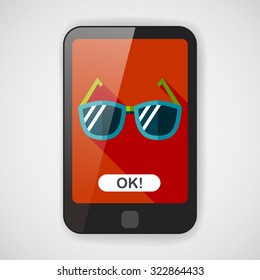 Sunglasses flat icon with long shadow