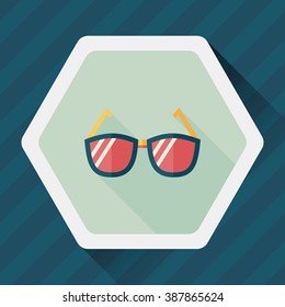 Sunglasses flat icon with long shadow
