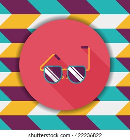 Sunglasses flat icon with long shadow