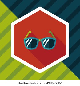 Sunglasses flat icon with long shadow