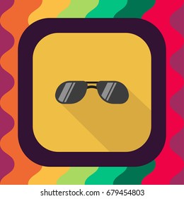 sunglasses flat icon with long shadow, vector illustration