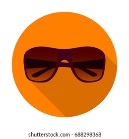 Sunglasses flat icon with long shadow. Summer accessory for UV protection. Vector illustration. EPS10.