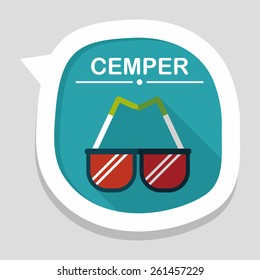 Sunglasses flat icon with long shadow,eps10