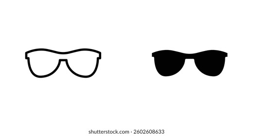 Sunglasses flat Icons in line outline and flat solid style on white background