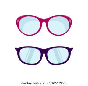 Sunglasses in flat style.  Accessories for hipsters fashion optical spectacles eyesight view. vector illustration