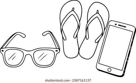 Sunglasses and Flip-Flops Next to a Smartphone