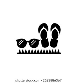 Sunglasses and Flipflops on Grass Icon
