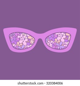 Sunglasses with flowers. Vector illustration.