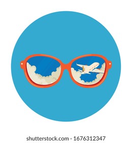 sunglasses in frame circular isolated icon vector illustration design