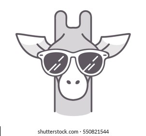 Sunglasses Giraffe Vector Logo Icon