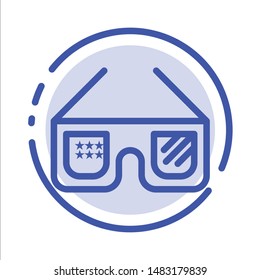 Sunglasses, Glasses, American, Usa Blue Dotted Line Line Icon