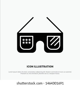 Sunglasses, Glasses, American, Usa solid Glyph Icon vector. Vector Icon Template background