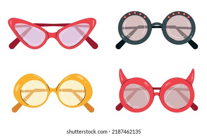 Sunglasses glasses eyeglasses accessory isolated set collection concept. Vector graphic design element illustration