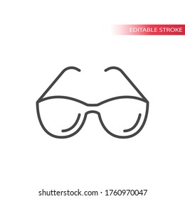 Sunglasses, glasses frame simple thin line icon. Outline, editable stroke eyeglasses vector.