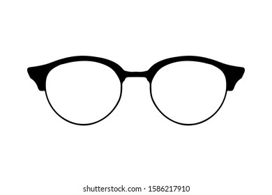 Sunglasses or glasses silhouette isolated on white background.